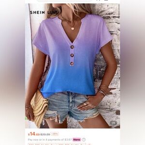 SHEIN Purple and Blue Ombre Blouse